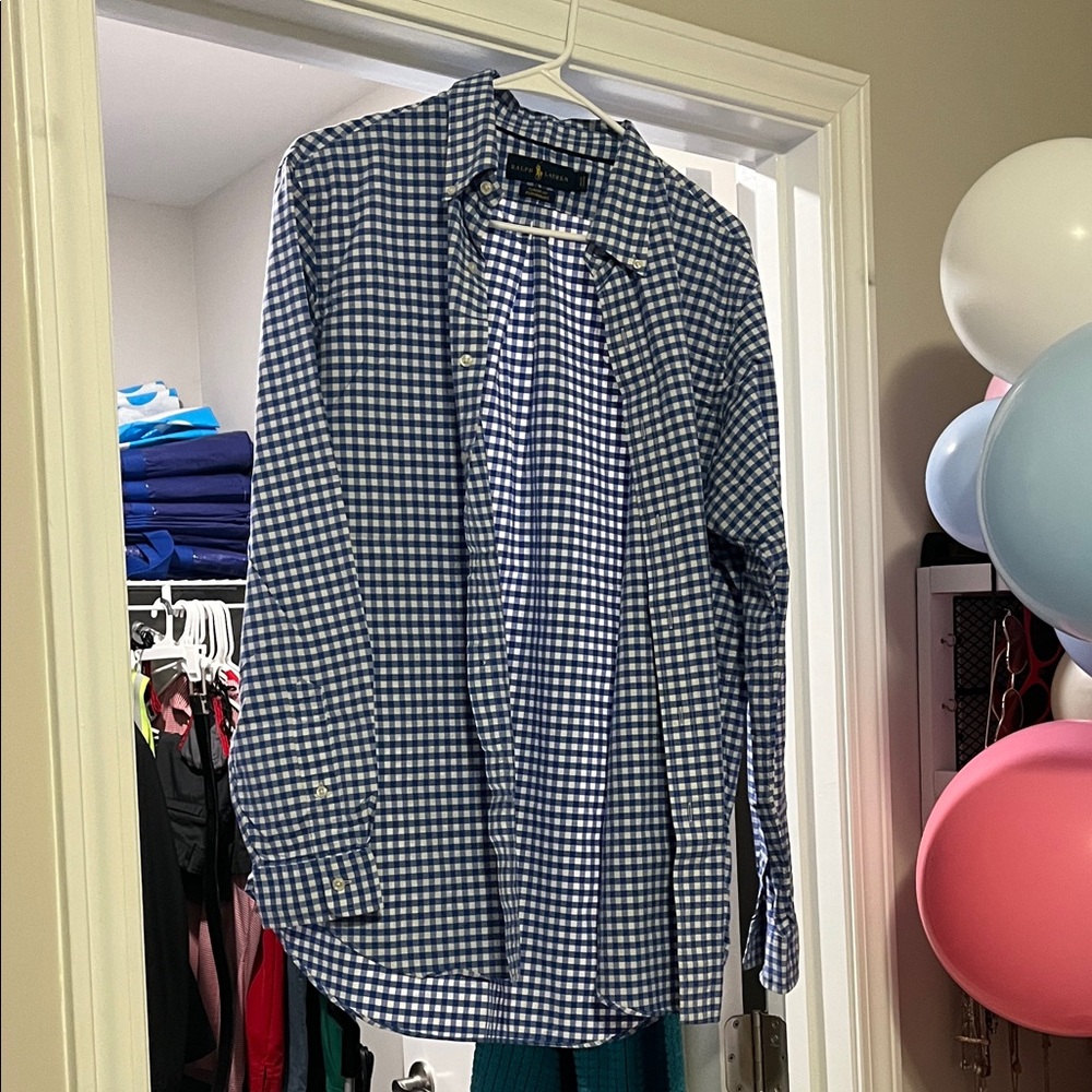 Polo by Ralph Lauren Blue and White Checkered Shirt